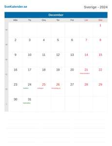 Kalender 2024 December