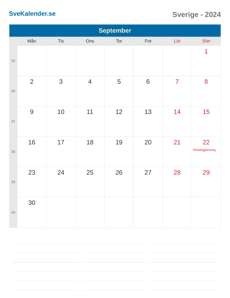 Kalender 2024 September